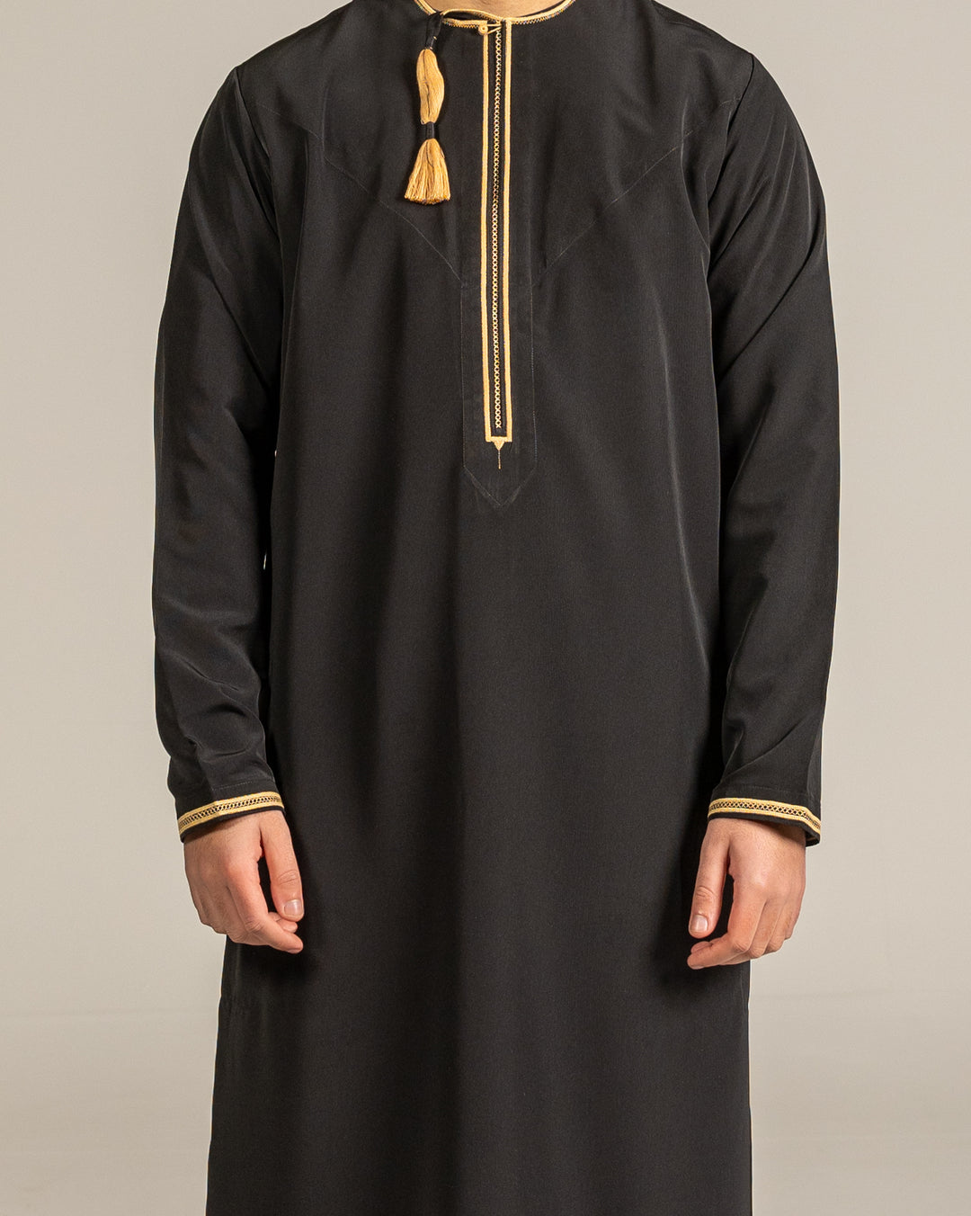 Omani Thobe- Black & Gold