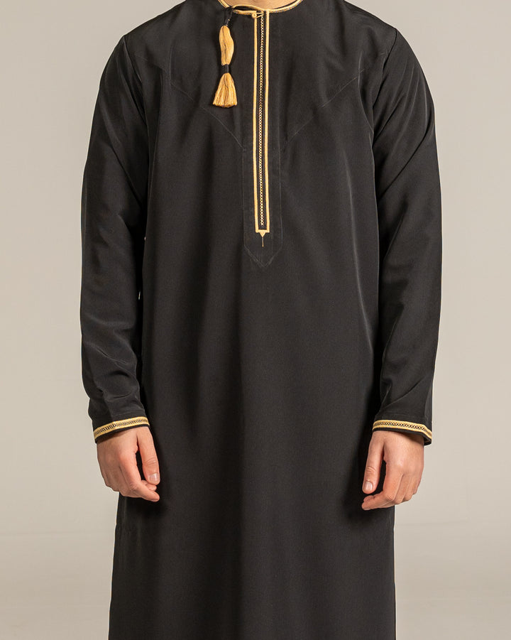 Omani Thobe- Black & Gold