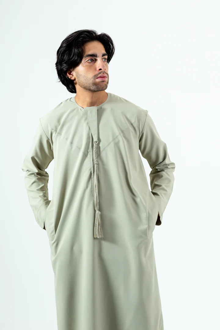 Basics Emirati Thobe- Sage Green