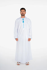 Omani Thobe- White & Ice Blue