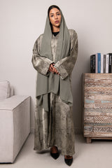 Petal Glow Abaya- Sage