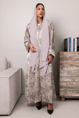 Petal Glow Abaya- Pale Grey