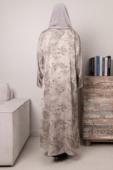 Petal Glow Abaya- Pale Grey