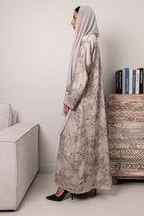 Petal Glow Abaya- Pale Grey