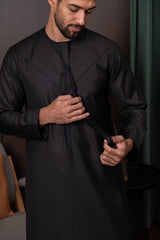 Winter Emirati Thobe- Imperial Black