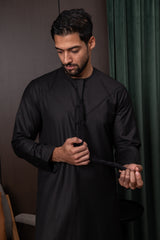 Winter Emirati Thobe- Imperial Black