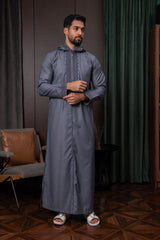 Moroccan Thobe- Steel Grey