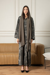 Midnight Petal Abaya- Grey