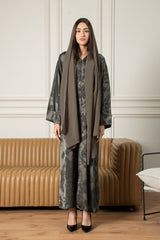 Midnight Petal Abaya- Grey