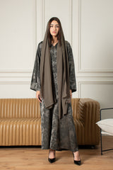 Midnight Petal Abaya- Grey