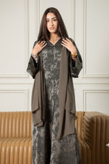 Midnight Petal Abaya- Grey