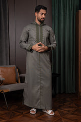 Moroccan Thobe- Olive Green