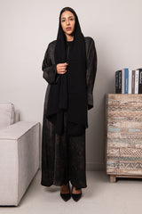 Petal Glow Abaya- Black