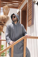 Moroccan Thobe- Steel Grey