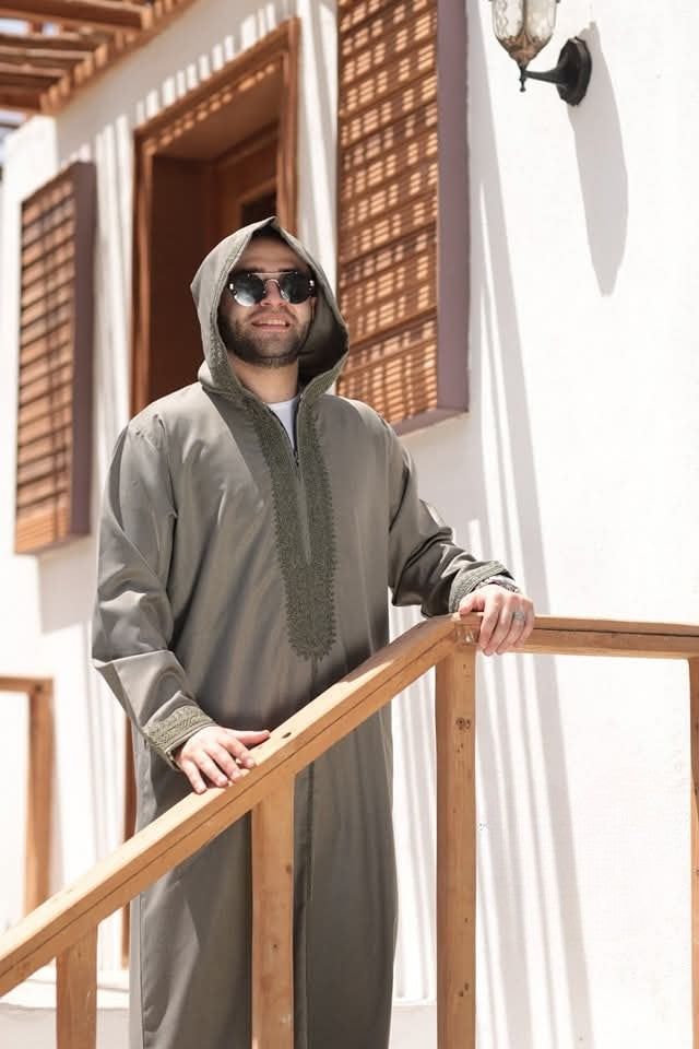 Moroccan Thobe- Olive Green