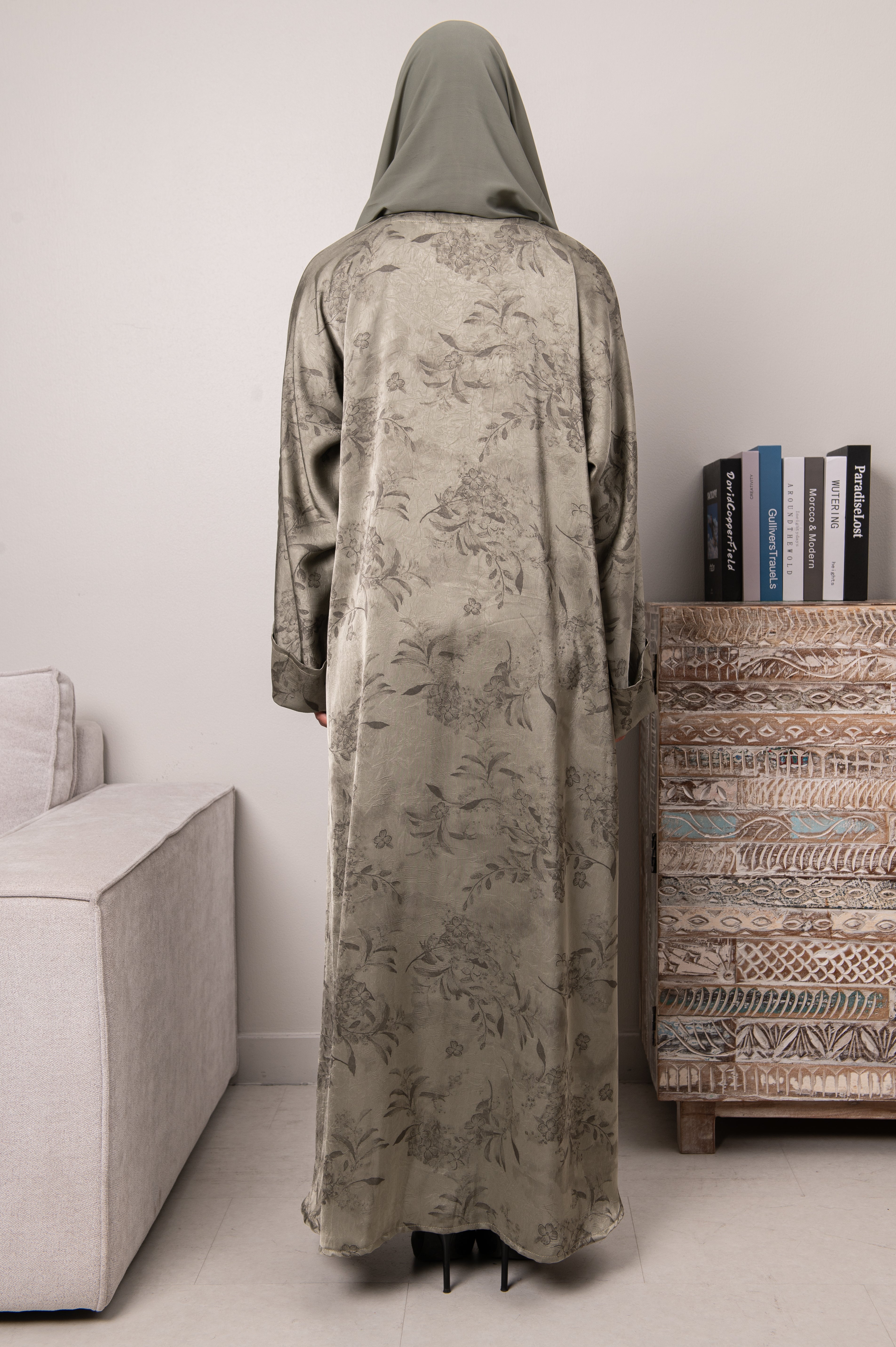 Petal Glow Abaya- Sage