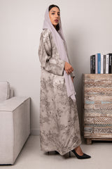 Petal Glow Abaya- Pale Grey