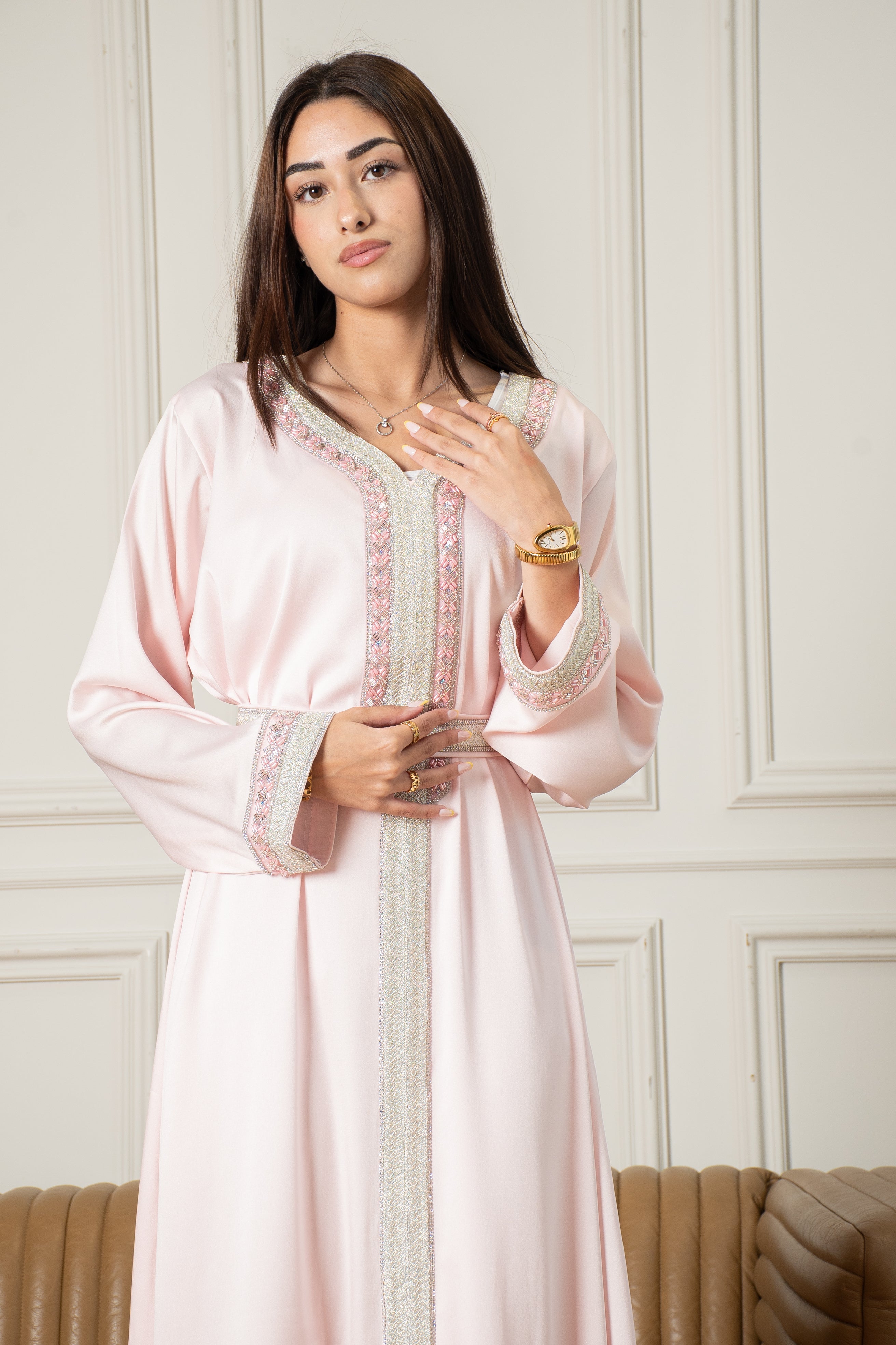 Yasmine Djellaba- Baby Pink