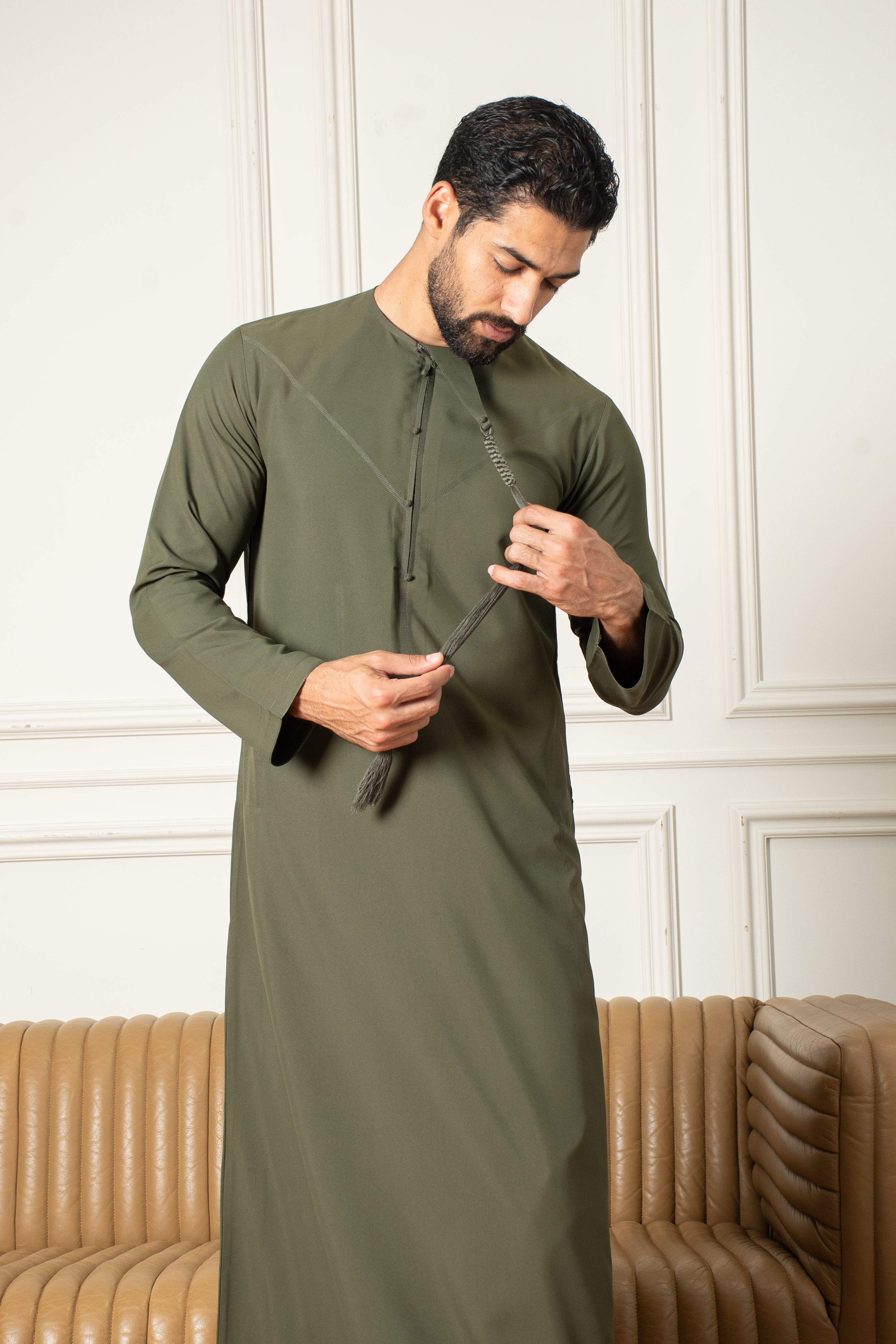 Essentials Emirati Thobe- Olive Green