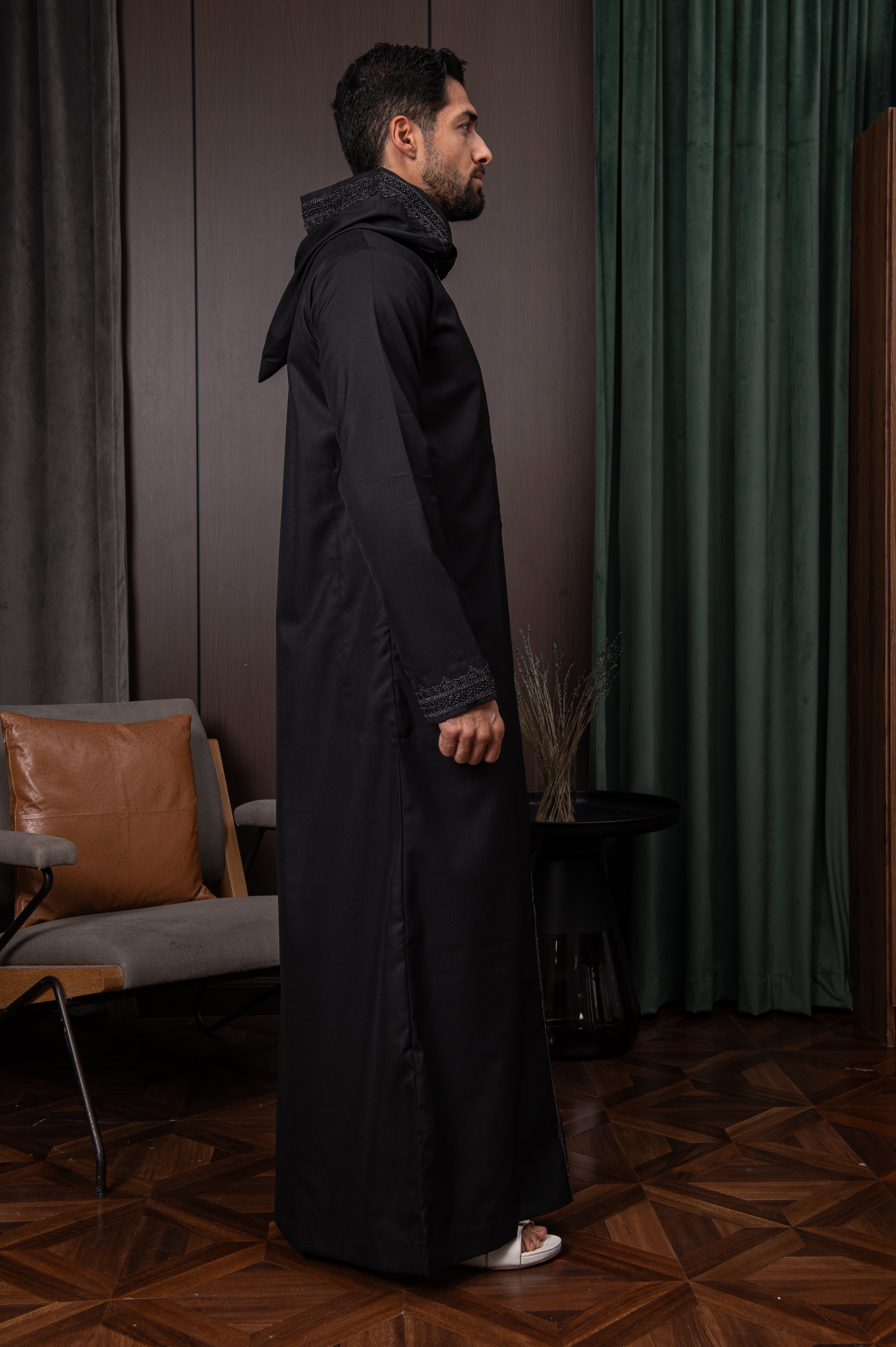 Moroccan Thobe- Onyx Black