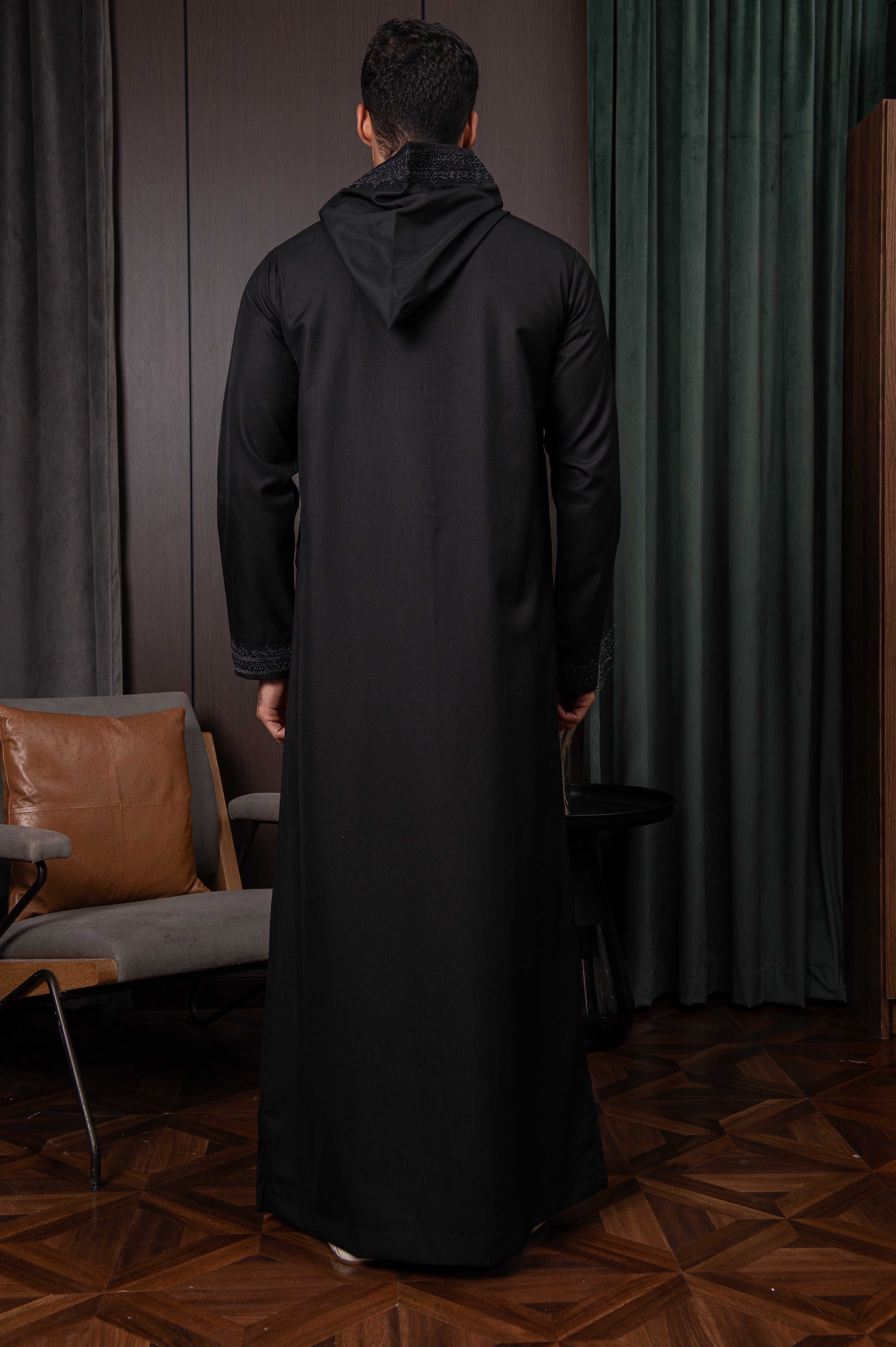 Moroccan Thobe- Onyx Black