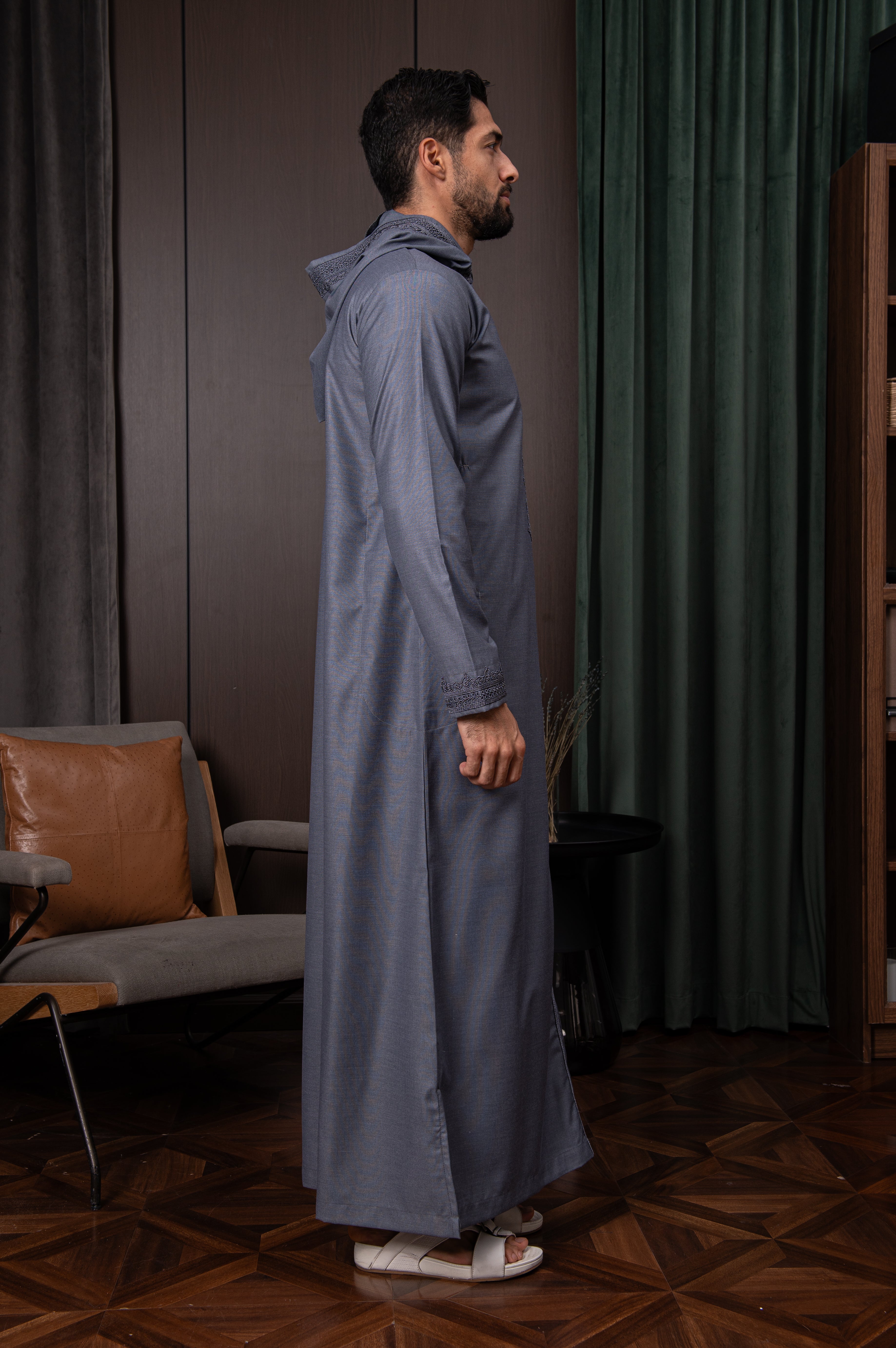 Moroccan Thobe- Steel Grey