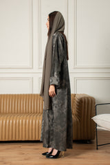 Midnight Petal Abaya- Grey
