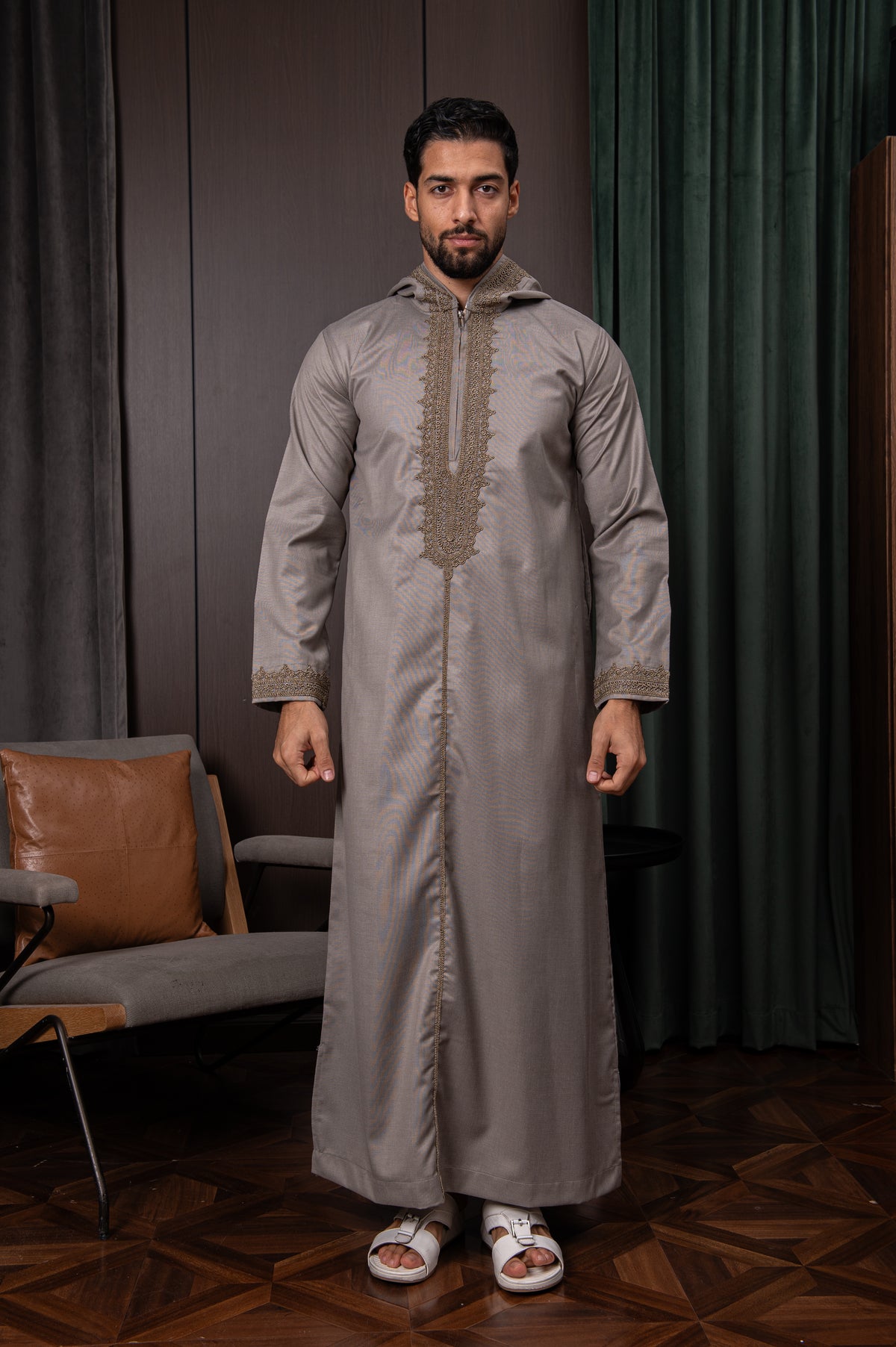 Moroccan Thobe- Storm Grey