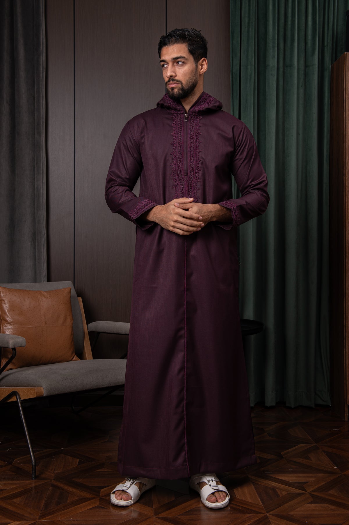 Moroccan Thobe- Mulberry Purple