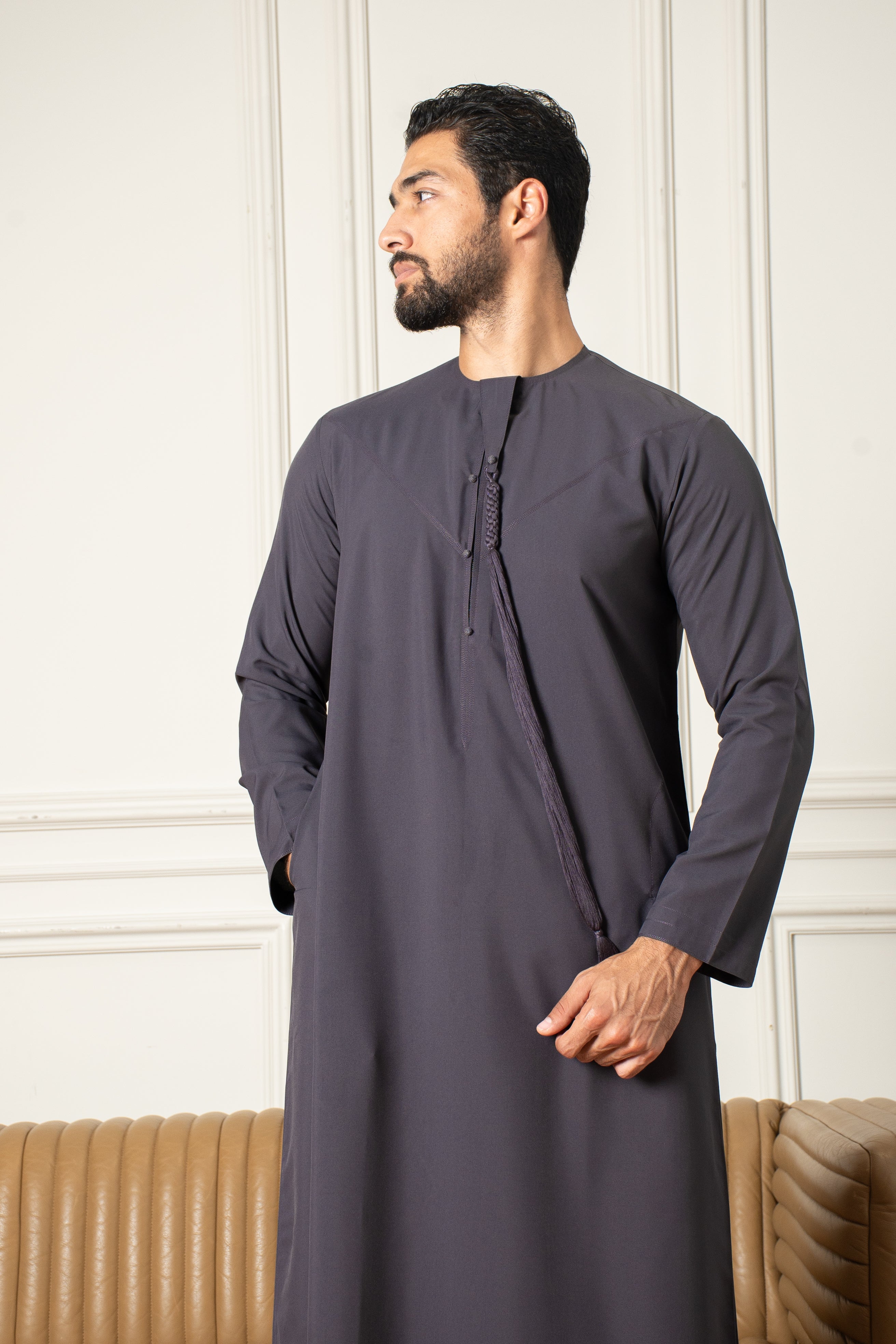 Essentials Emirati Thobe- Slate Grey